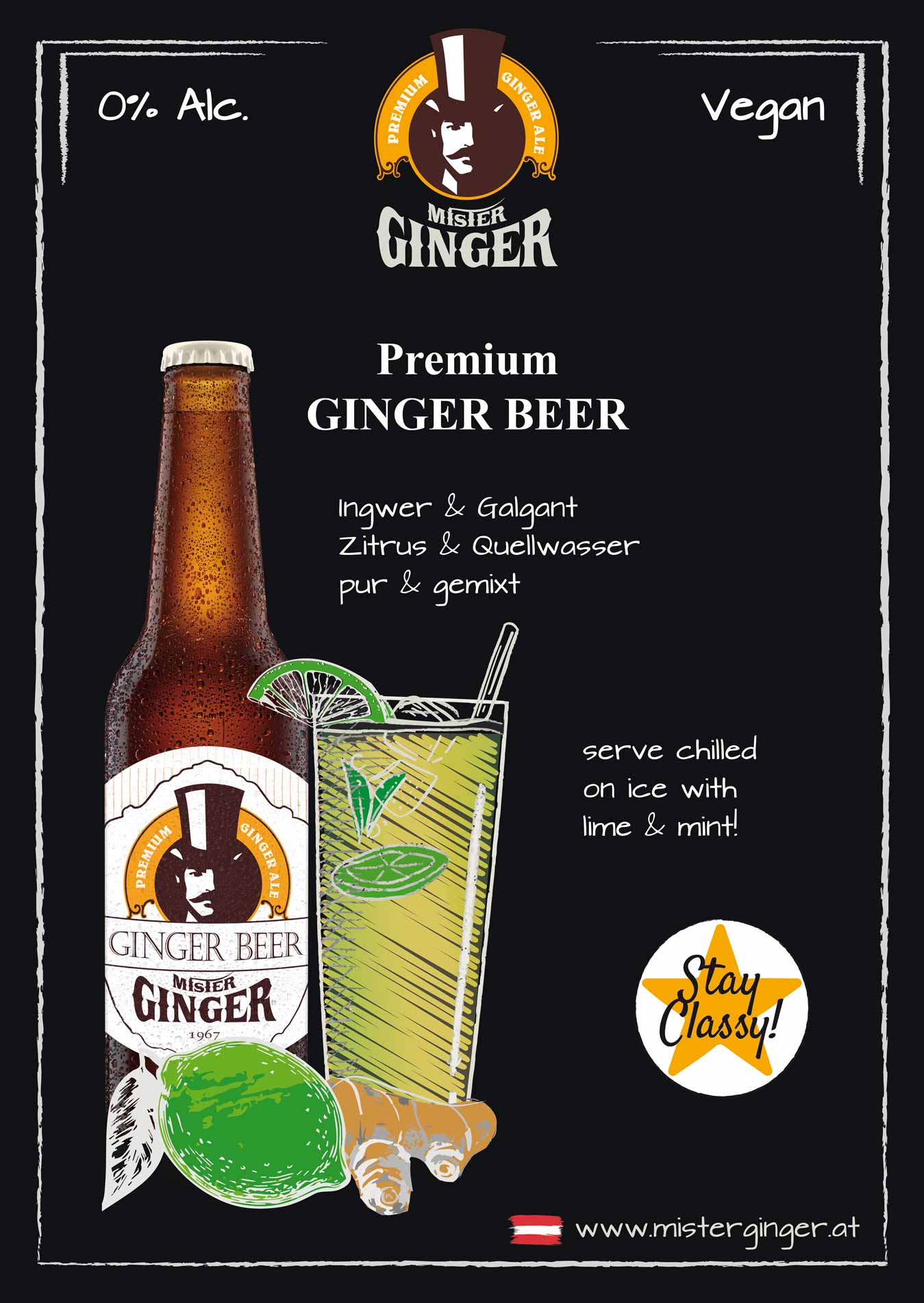 Werbemittel Mister Ginger Premium Ginger Beer aus Österreich