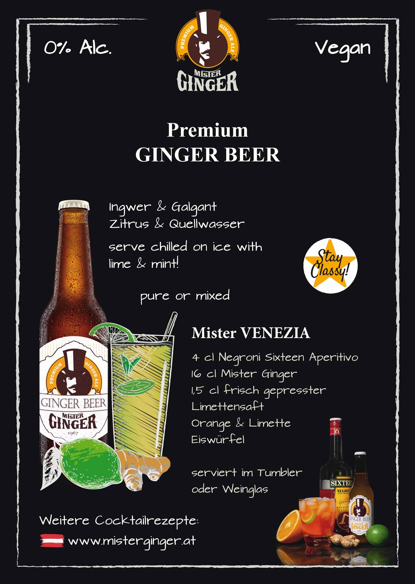 Werbemittel Mister Ginger Premium Ginger Beer aus Österreich